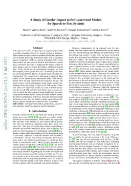 A Study of Gender Impact in Self-supervised Models for Speech-to-Text
  Systems