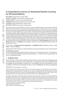 A Comprehensive Survey on Automated Machine Learning for Recommendations