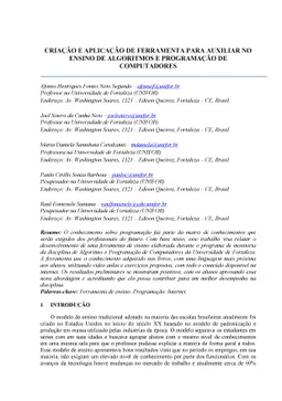 Criação e aplicação de ferramenta para auxiliar no ensino de
  algoritmos e programação de computadores