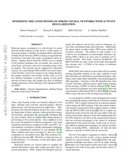 Optimizing the Consumption of Spiking Neural Networks with Activity
  Regularization