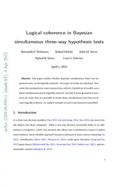 Logical coherence in Bayesian simultaneous three-way hypothesis tests