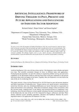 Artificial Intelligence: Framework of driving triggers to past, present
  and future applications and influencers of industry sector adoption