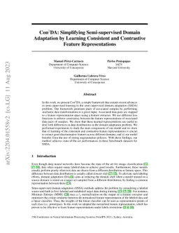 Con$^{2}$DA: Simplifying Semi-supervised Domain Adaptation by Learning
  Consistent and Contrastive Feature Representations