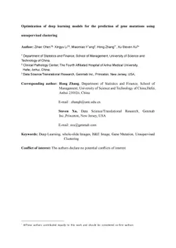 Optimize Deep Learning Models for Prediction of Gene Mutations Using
  Unsupervised Clustering