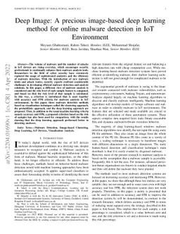 Deep Image: A precious image based deep learning method for online
  malware detection in IoT Environment