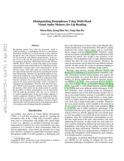 Distinguishing Homophenes Using Multi-Head Visual-Audio Memory for Lip
  Reading