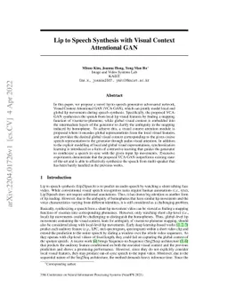 Lip to Speech Synthesis with Visual Context Attentional GAN