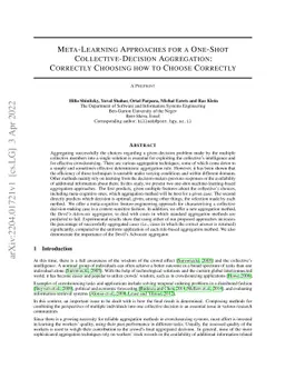 Meta-Learning Approaches for a One-Shot Collective-Decision Aggregation:
  Correctly Choosing how to Choose Correctly