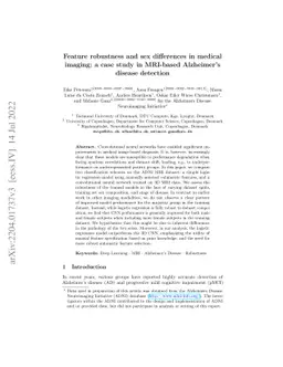 Feature robustness and sex differences in medical imaging: a case study
  in MRI-based Alzheimer's disease detection