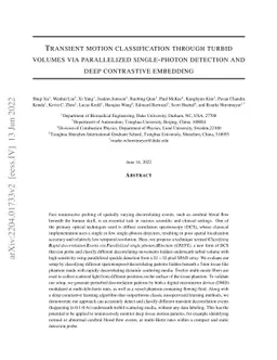 Transient motion classification through turbid volumes via parallelized
  single-photon detection and deep contrastive embedding