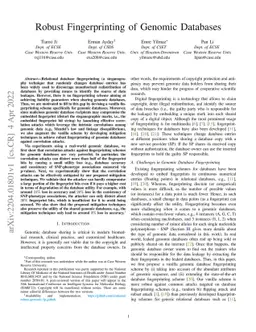 Robust Fingerprinting of Genomic Databases