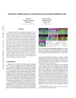 MonoTrack: Shuttle trajectory reconstruction from monocular badminton
  video