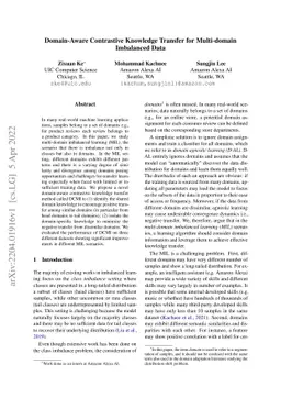Domain-Aware Contrastive Knowledge Transfer for Multi-domain Imbalanced
  Data