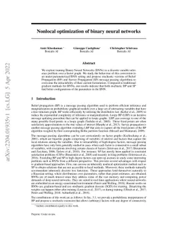 Nonlocal optimization of binary neural networks