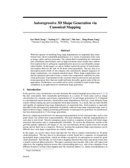 Autoregressive 3D Shape Generation via Canonical Mapping