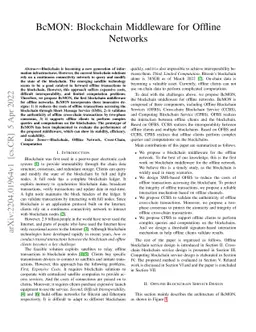 BcMON: Blockchain Middleware for Offline Networks