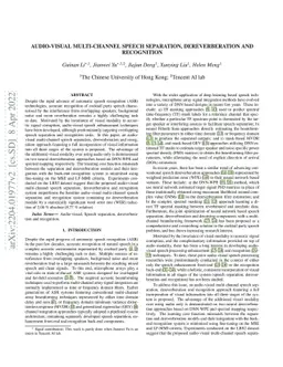 Audio-visual multi-channel speech separation, dereverberation and
  recognition