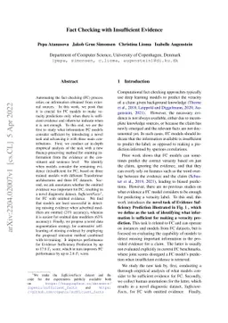 Fact Checking with Insufficient Evidence