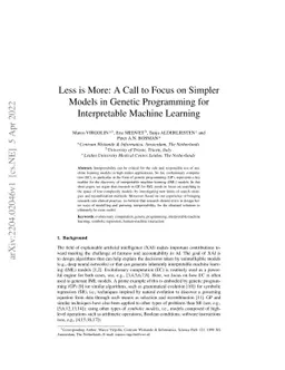Less is More: A Call to Focus on Simpler Models in Genetic Programming
  for Interpretable Machine Learning