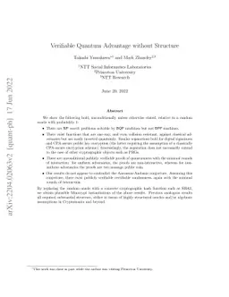 Verifiable Quantum Advantage without Structure