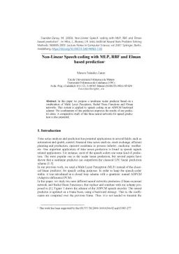Non-Linear Speech coding with MLP, RBF and Elman based prediction
