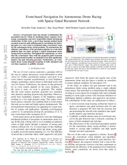 Event-based Navigation for Autonomous Drone Racing with Sparse Gated
  Recurrent Network