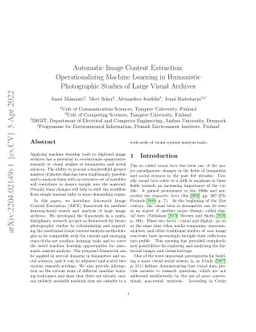 Automatic Image Content Extraction: Operationalizing Machine Learning in
  Humanistic Photographic Studies of Large Visual Archives