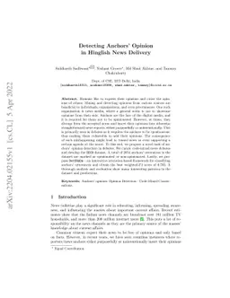 Detecting Anchors' Opinion in Hinghlish News Delivery