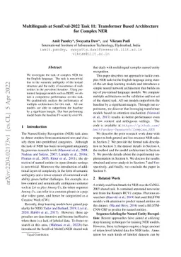 Multilinguals at SemEval-2022 Task 11: Transformer Based Architecture
  for Complex NER
