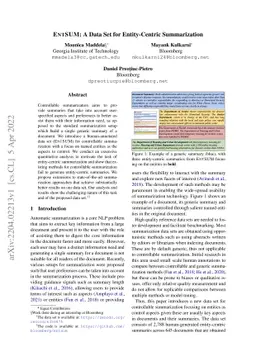 EntSUM: A Data Set for Entity-Centric Summarization