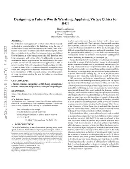 Designing a Future Worth Wanting: Applying Virtue Ethics to HCI