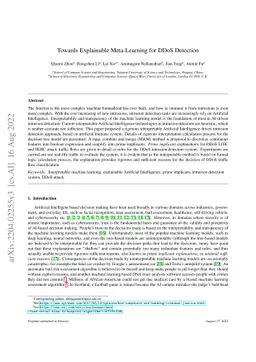 Towards Explainable Meta-Learning for DDoS Detection