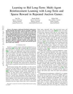 Learning to Bid Long-Term: Multi-Agent Reinforcement Learning with
  Long-Term and Sparse Reward in Repeated Auction Games
