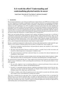 Is it worth the effort? Understanding and contextualizing physical
  metrics in soccer