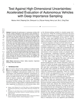 Test Against High-Dimensional Uncertainties: Accelerated Evaluation of
  Autonomous Vehicles with Deep Importance Sampling