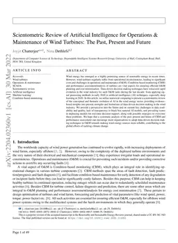 Scientometric Review of Artificial Intelligence for Operations &
  Maintenance of Wind Turbines: The Past, Present and Future