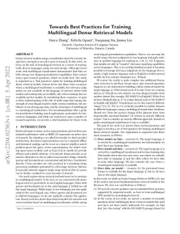 Towards Best Practices for Training Multilingual Dense Retrieval Models