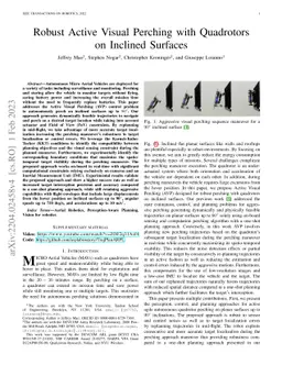 Robust Active Visual Perching with Quadrotors on Inclined Surfaces