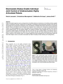 Electrostatic Brakes Enable Individual Joint Control of Underactuated,
  Highly Articulated Robots