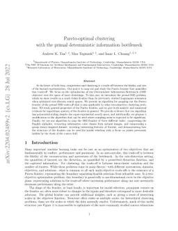 Pareto-optimal clustering with the primal deterministic information
  bottleneck