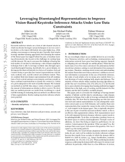 Leveraging Disentangled Representations to Improve Vision-Based
  Keystroke Inference Attacks Under Low Data
