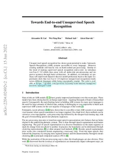 Towards End-to-end Unsupervised Speech Recognition