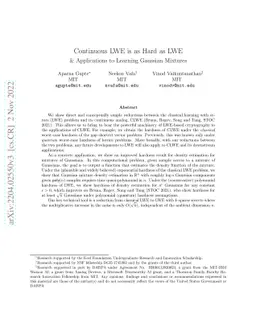 Continuous LWE is as Hard as LWE & Applications to Learning Gaussian
  Mixtures