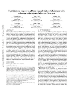FairNeuron: Improving Deep Neural Network Fairness with Adversary Games
  on Selective Neurons