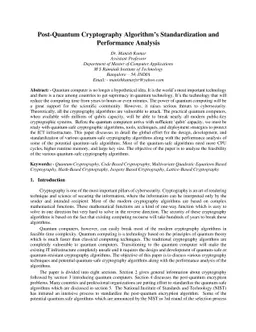 Post-Quantum Cryptography Algorithms Standardization and Performance
  Analysis