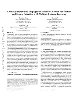 A Weakly Supervised Propagation Model for Rumor Verification and Stance
  Detection with Multiple Instance Learning
