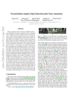 Towards Robust Adaptive Object Detection under Noisy Annotations