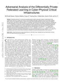 Adversarial Analysis of the Differentially-Private Federated Learning in
  Cyber-Physical Critical Infrastructures