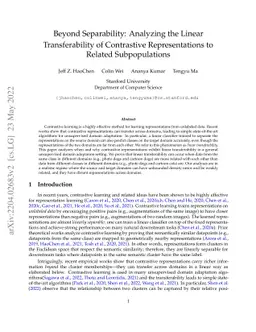 Beyond Separability: Analyzing the Linear Transferability of Contrastive
  Representations to Related Subpopulations