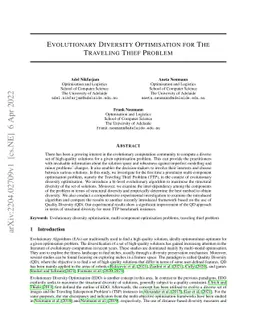 Evolutionary Diversity Optimisation for The Traveling Thief Problem